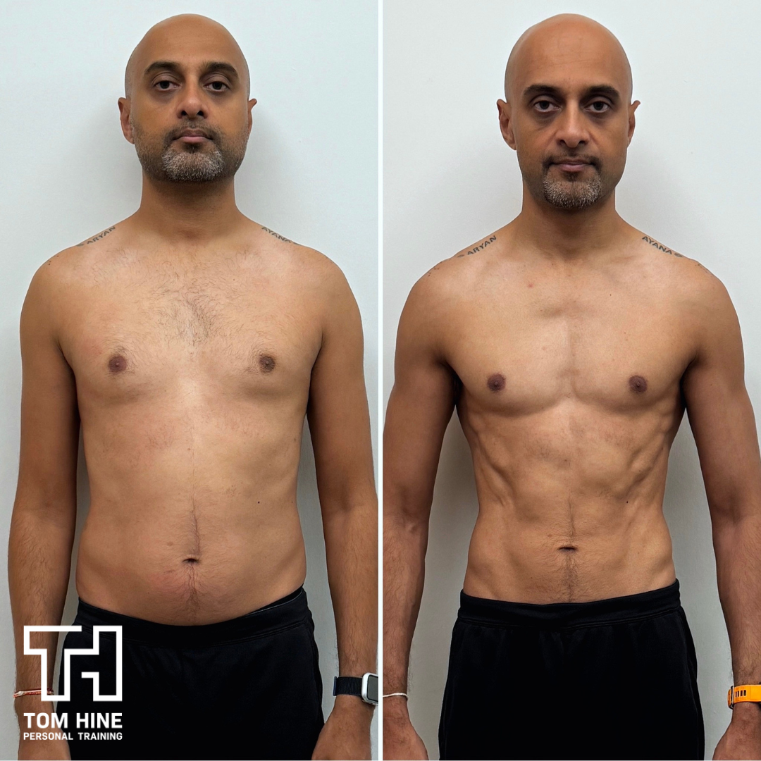 Kit's body transformation - before and after coaching with Tom Hine