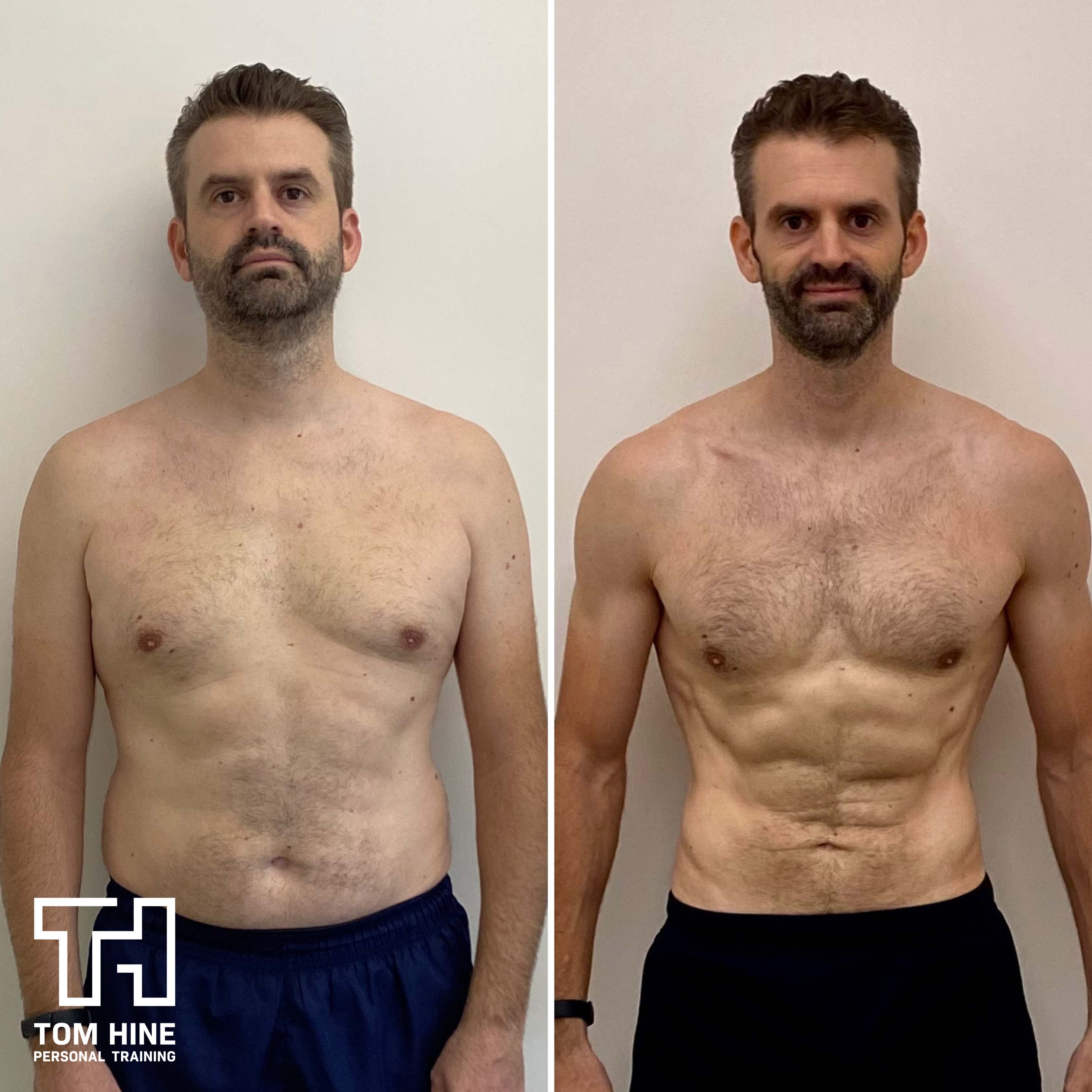 Thibault's body transformation - before and after coaching with Tom Hine