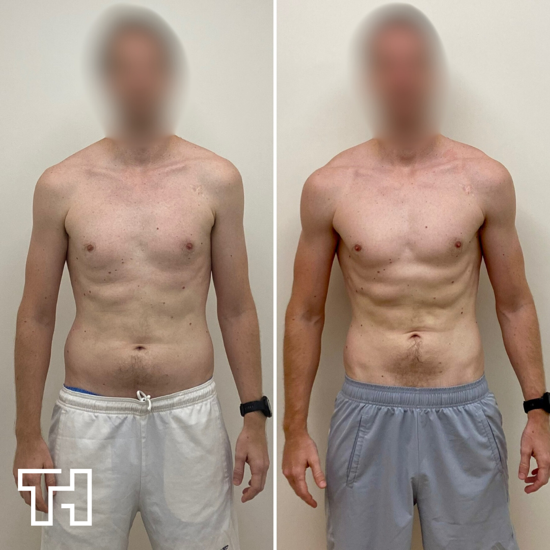 Client transformation showing muscle development