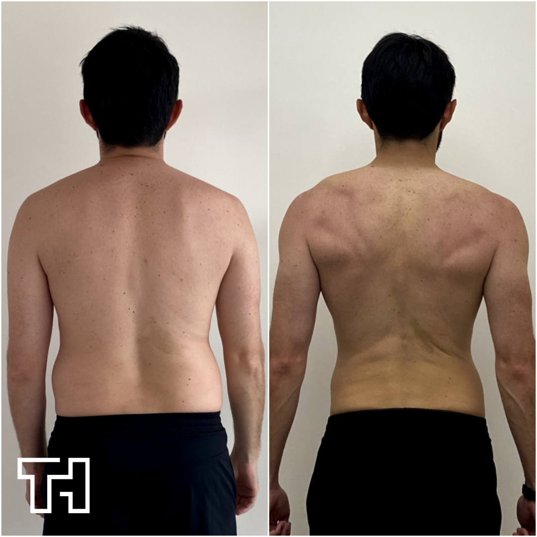 Client transformation showing back muscle development